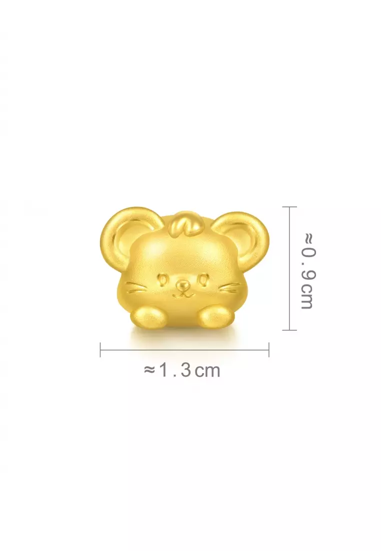 999 24K Gold Chinese Zodiac Rat charm  for Women & Men  95959C  (Bracelet not included)