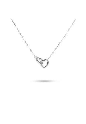 Millenne silver MILLENNE Made For The Night Forever Linked Hearts Cubic Zirconia Rhodium Necklace with 925 Sterling Silver 298A9AC2D0377DGS_1