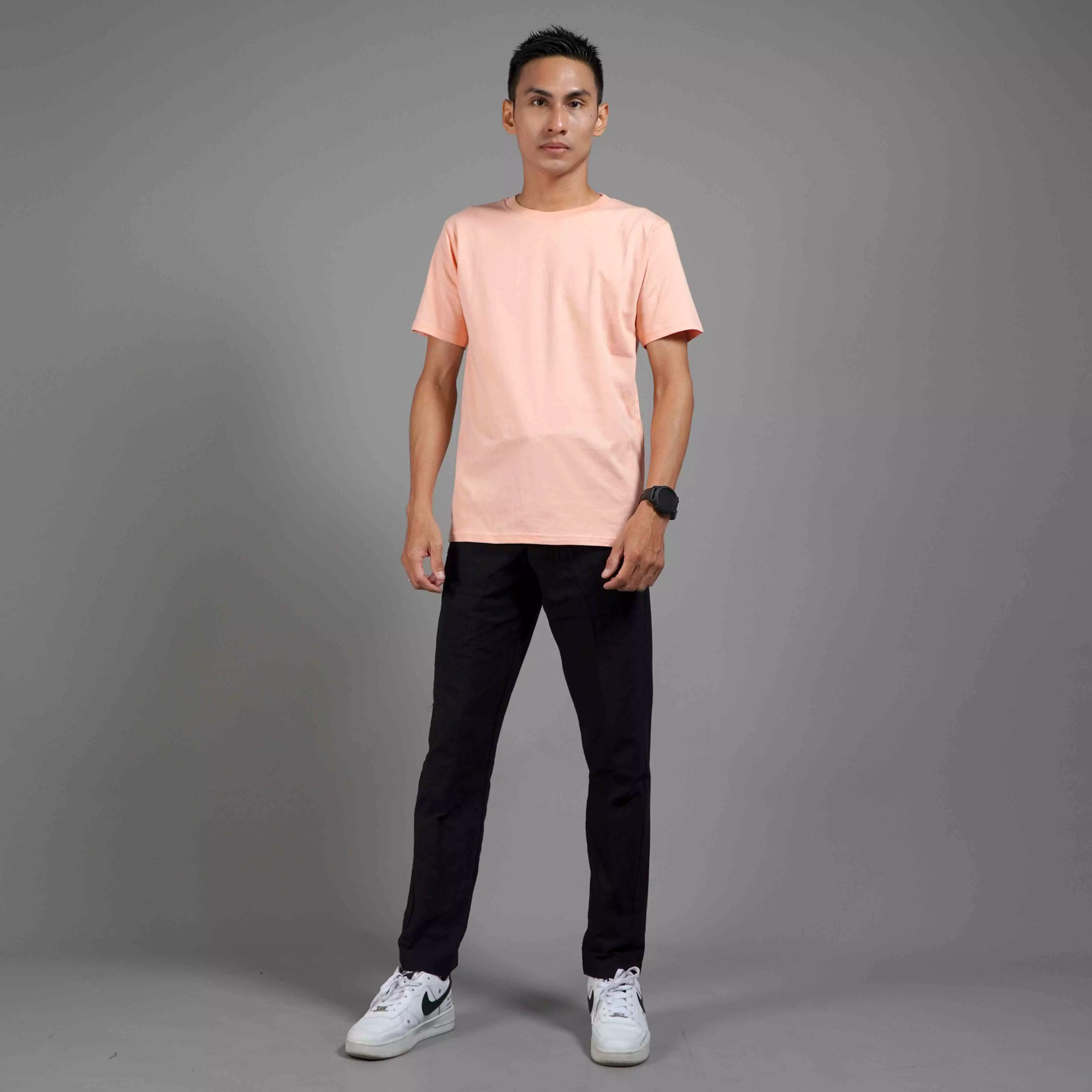 Kaos Polos Pria Lengan Pendek Basic Casual TShirt Cotton - Peach