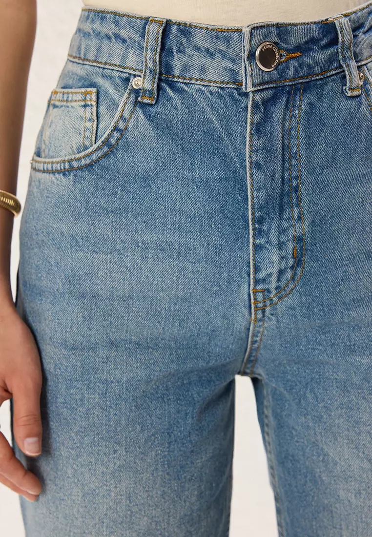 Blue High Waist Wide Leg Jeans TWOSS25JE00172