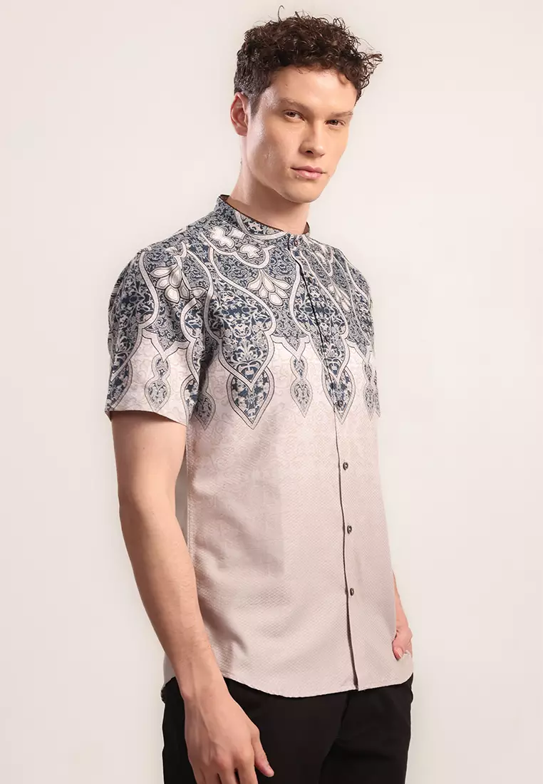 MOC - Kemeja Shanghai Lengan Pendek Pria Azkha - Khaky