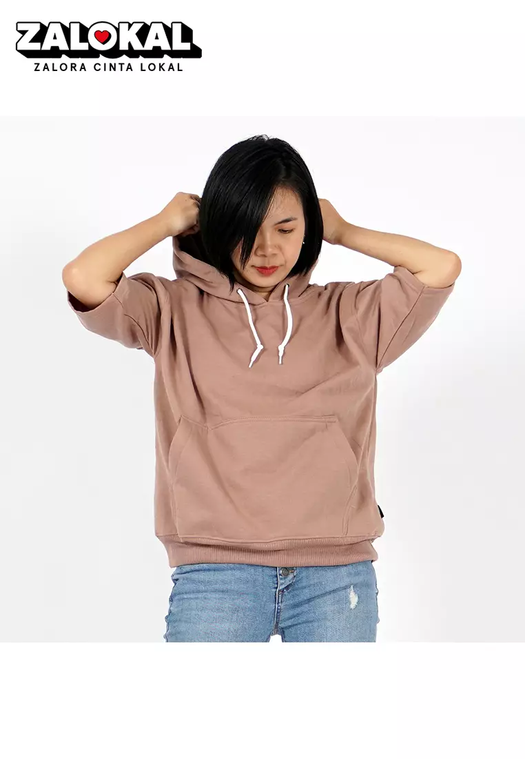 Hoodie lengan pendek oversized online