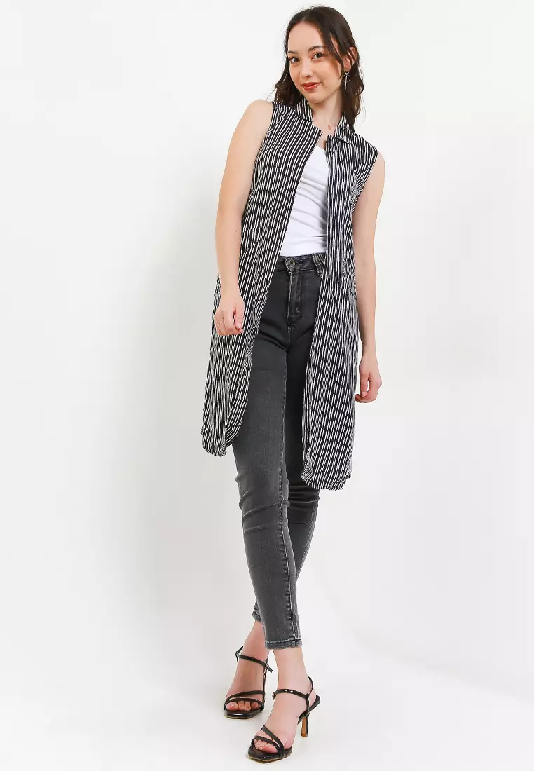 Cardigan Wooden Black Offwhite