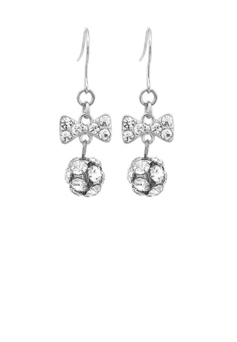 Glamorousky Lovely Ribbon Earrings with Silver Austrian Element Crystal 