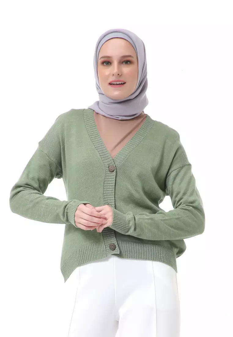 Layka Cardigan Long Sleeve Outer Rajut Tebal High Quality Premium - Mint