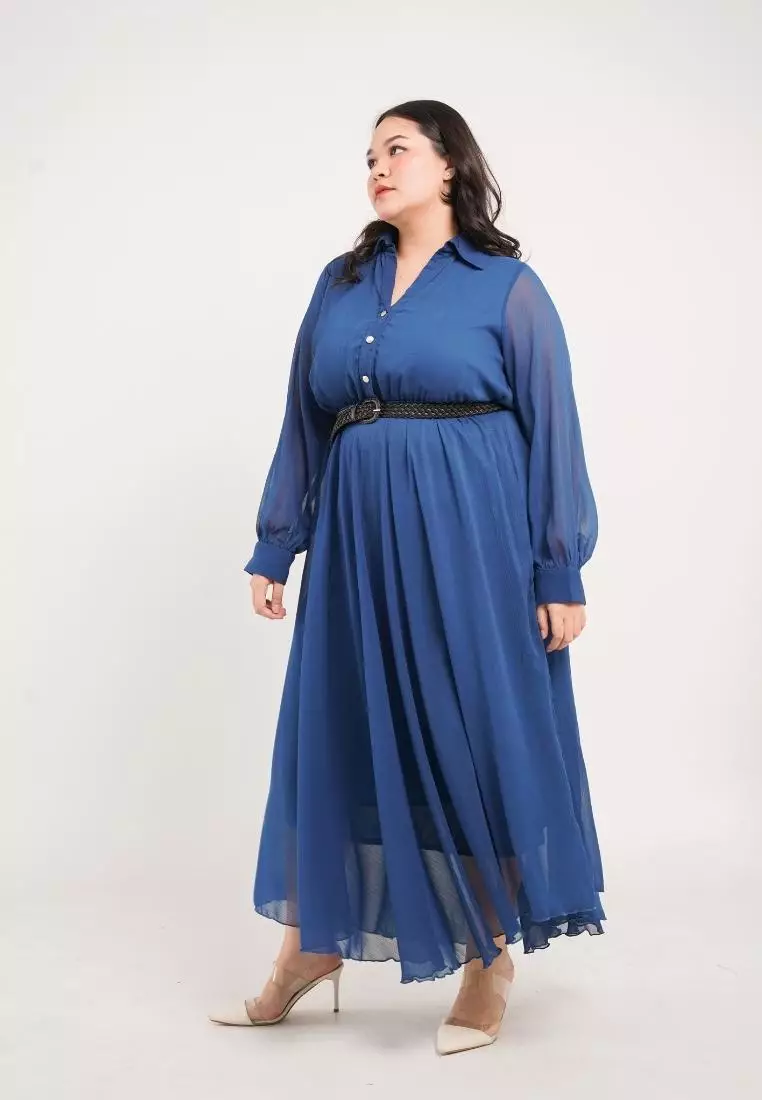 Plus Size Party Dress Lunar Dark Blue