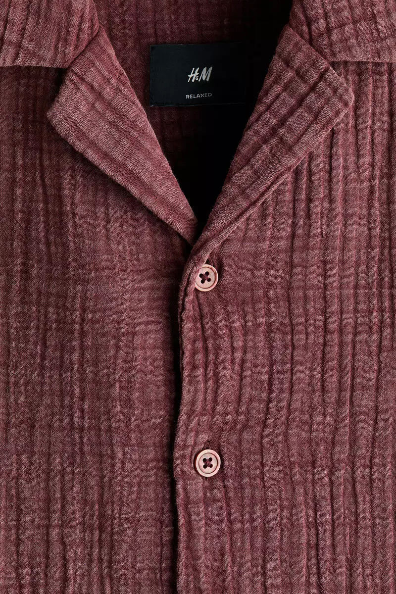 Relaxed Fit Short-sleeved muslin shirt
