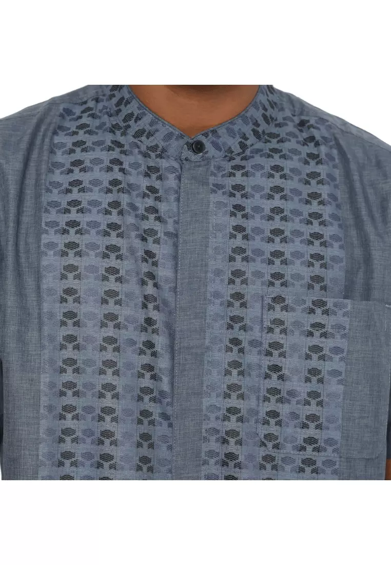 RBJ Kemeja Koko Border Biru Regular Fit Pria