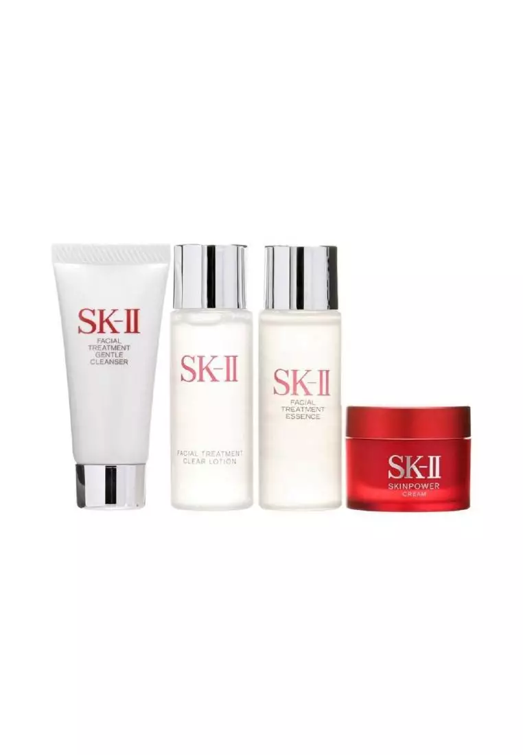 SK2/SK-II Essential Travel Kit 4pcs: 1.Essence 30ml 2.Clear Lotion 30ml 3.Cleanser 20g 4.RNA Power 15g