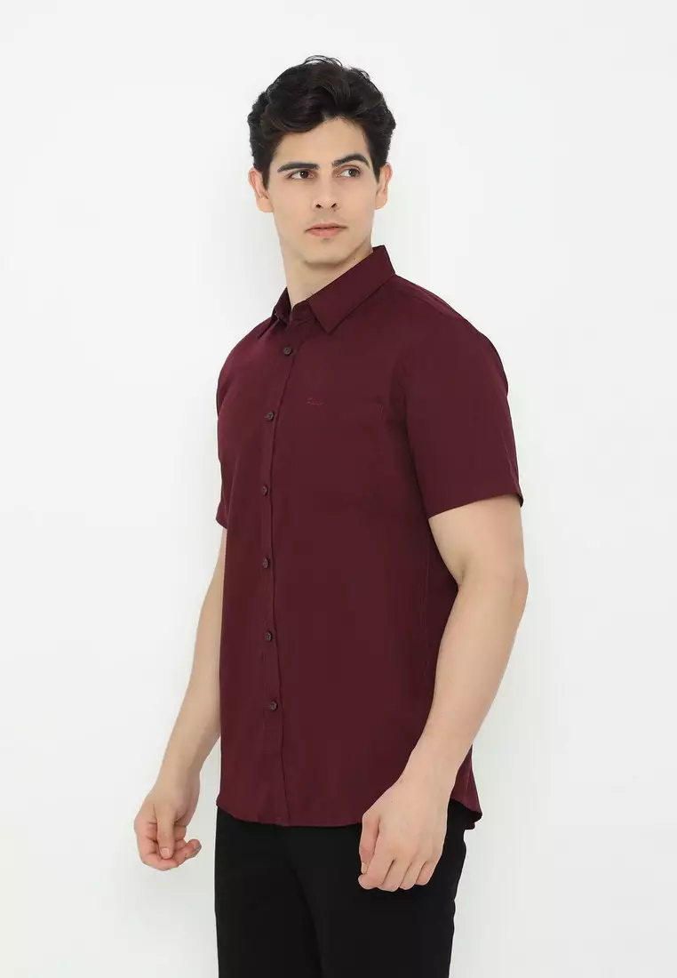 POLICE Kemeja Polos Basic Cotton Soft Regular Fit Lengan Pendek Pria