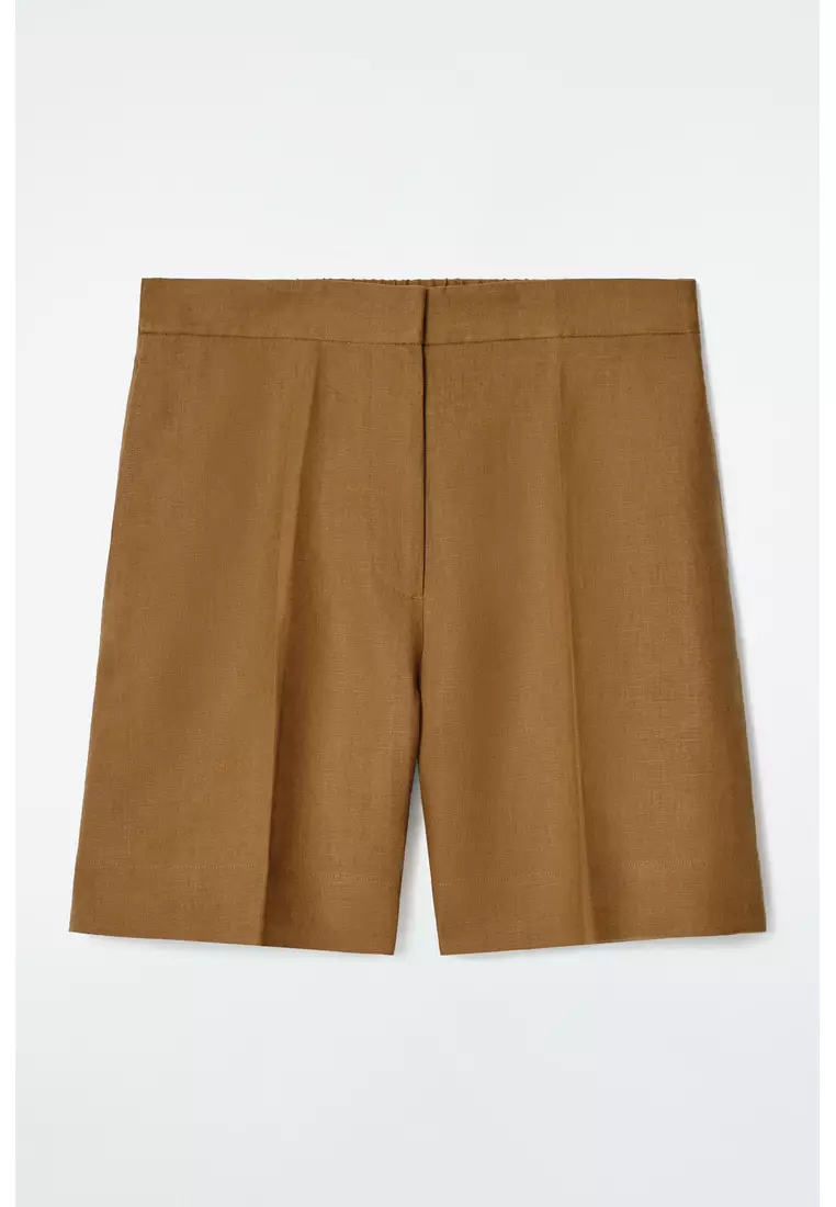 TAILORED ELASTICATED LINEN SHORTS