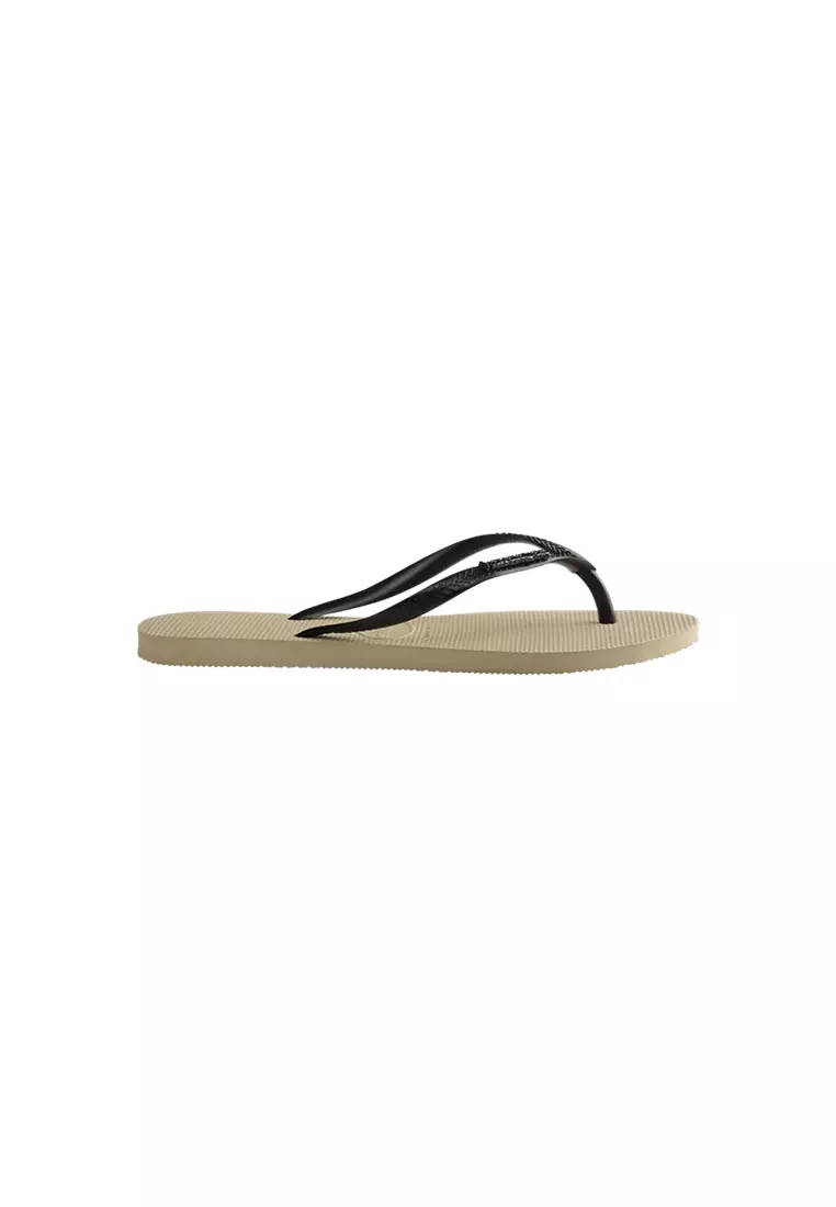 Women Slim Logo Metallic Flip Flops