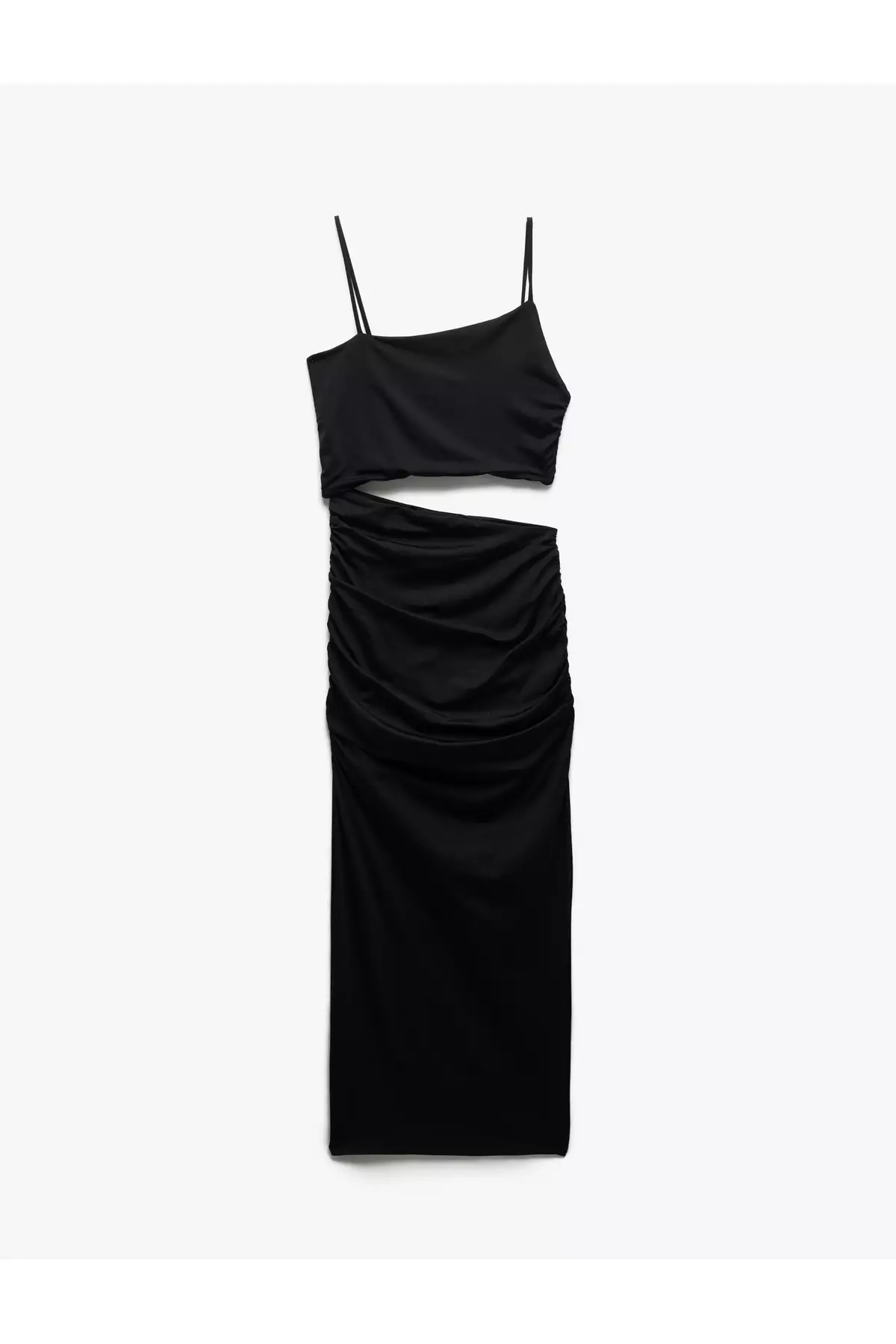 Slim Strap Side Window Detail Midi Bodycon Dress