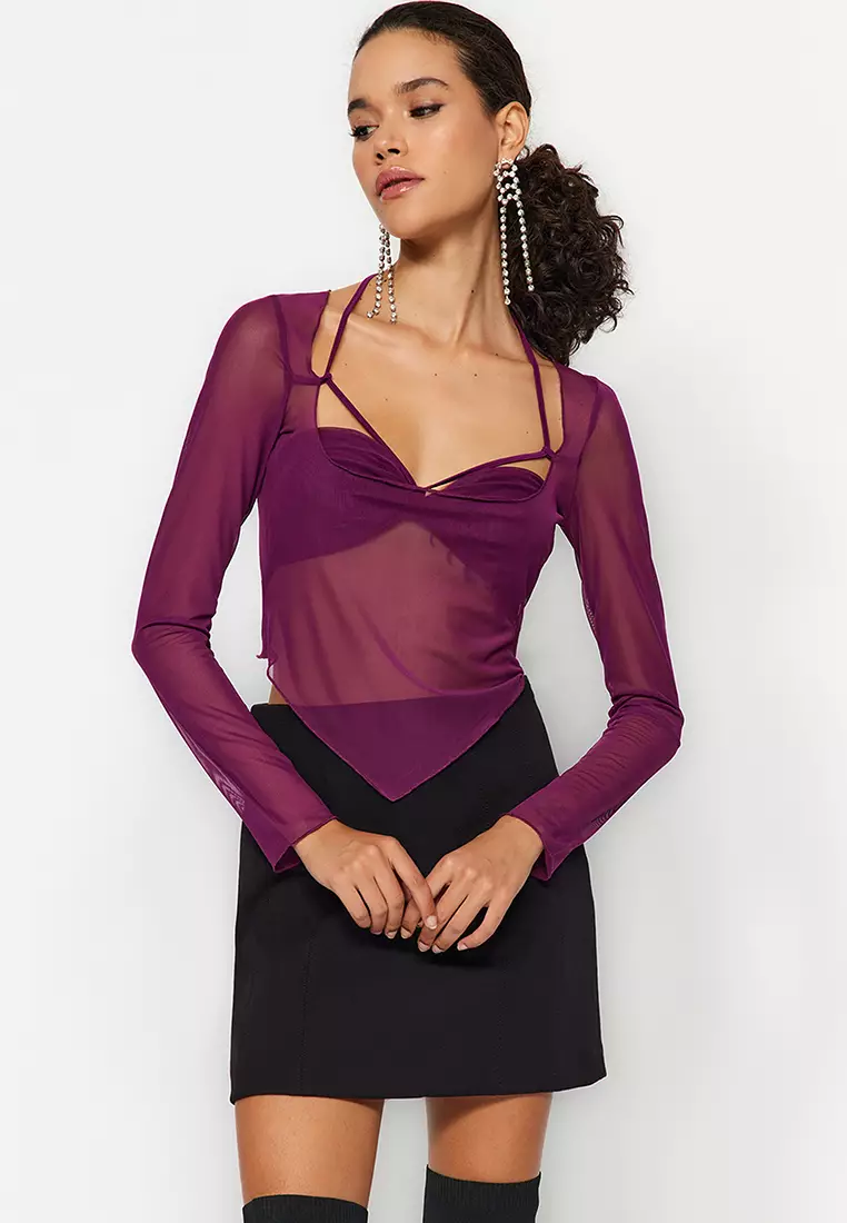 Purple sheer sale top