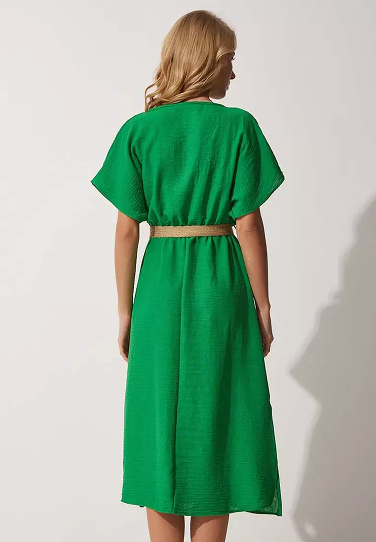 Straw Belt Summer Dress