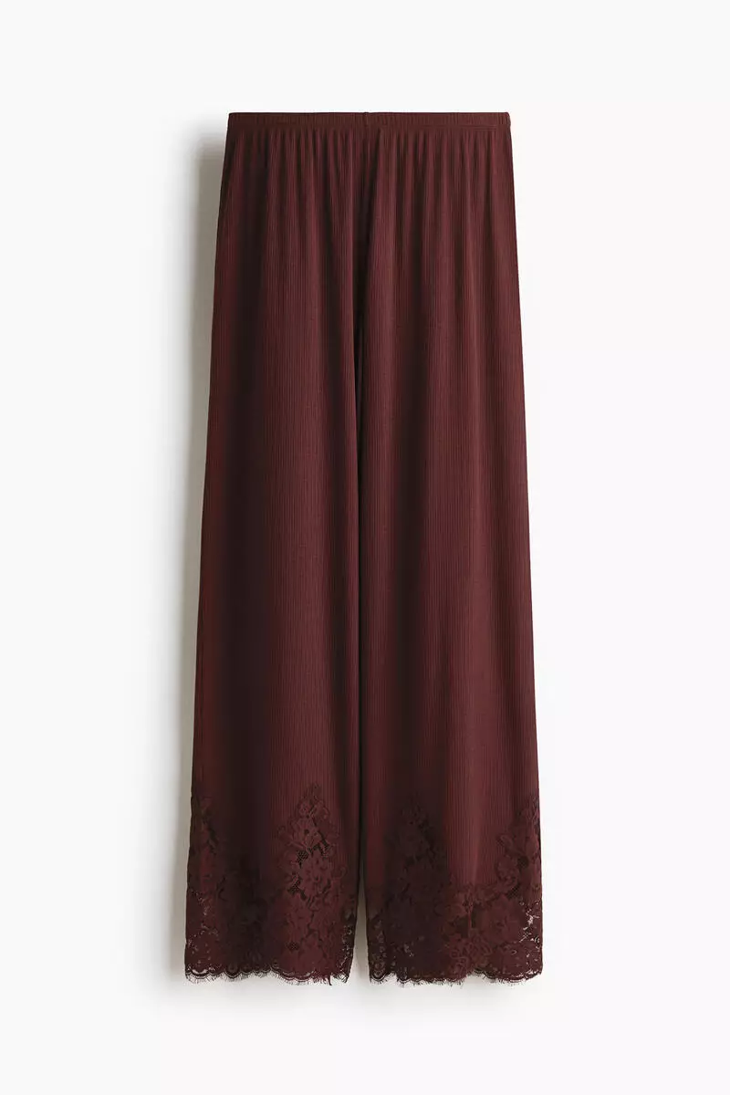 Lace-trimmed pyjama bottoms
