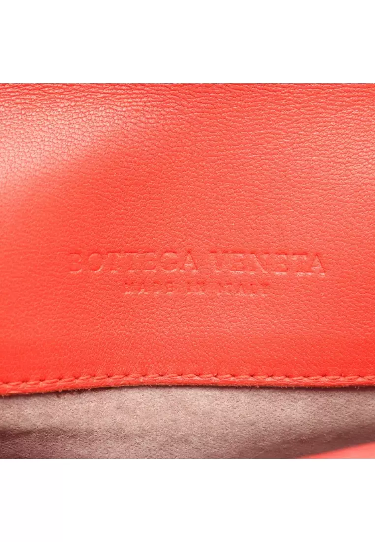Pre-Loved BOTTEGA VENETA Rialto Intrecciato chain shoulder bag leather Red