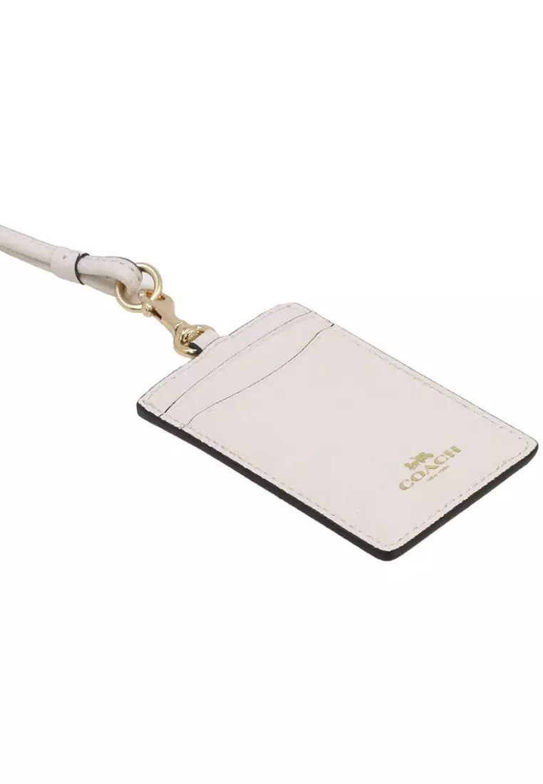 ID Lanyard In Crossgrain Leather - White