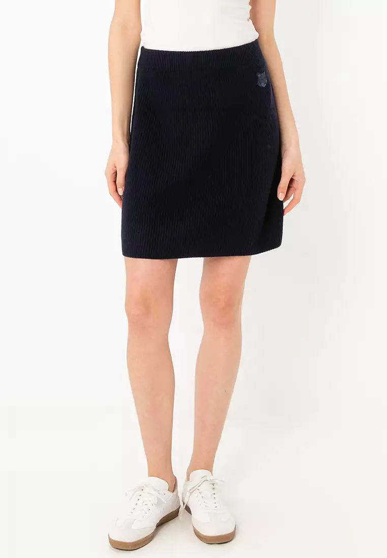 Buy Maison Kitsune Bold Fox Head Patch Short Ribbed Skirt