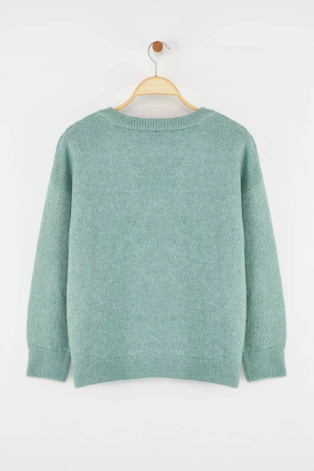 Mint Alpaca Wool Blended Wide Fit Premium Yarn Knitwear Sweater