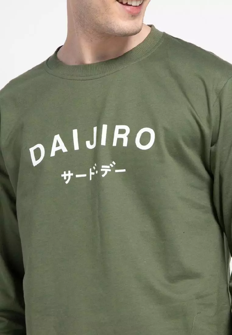 MO196 Thirdday sweater casual pria dateng daijiro hijau army