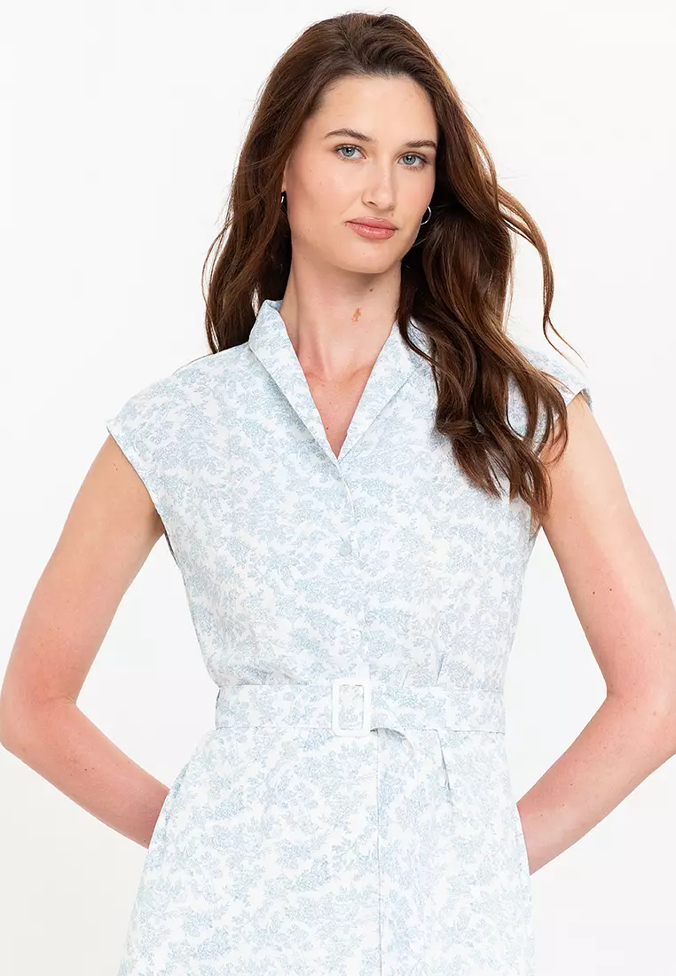 Lorena Belted Printed Shift Dress