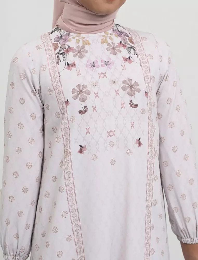 Freesia Dress Girl Cream - Gamis Muslimah Anak Perempuan - Bahan Soft Polyester