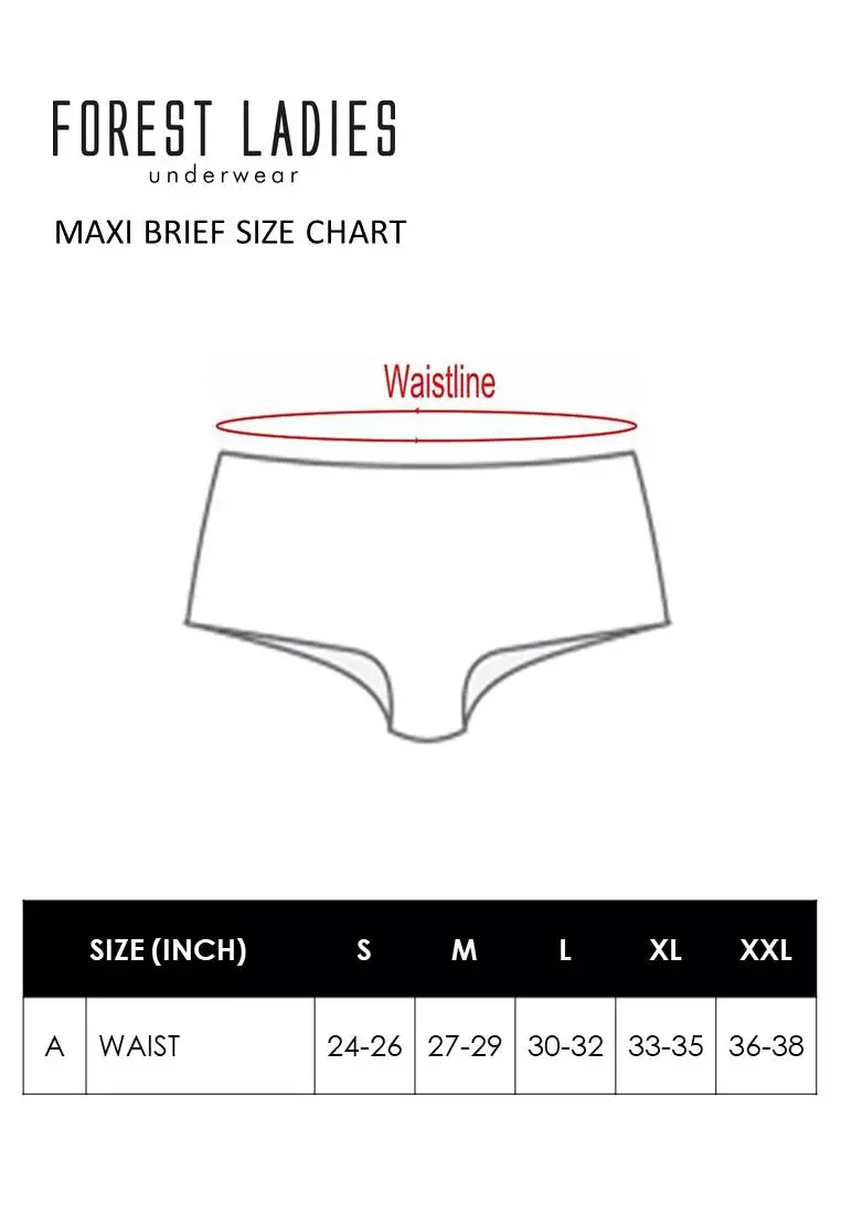 (5 Pcs) Forest Ladies Cotton Spandex Maxi Brief Assorted Colours- FLD0032MX