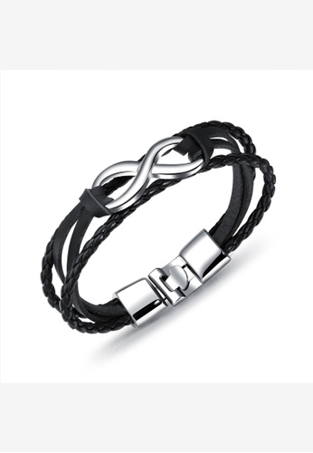 Oxhide black Oxhide Leather Infinity Braided Bracelet _Black 03B4AACF82D5A1GS_1