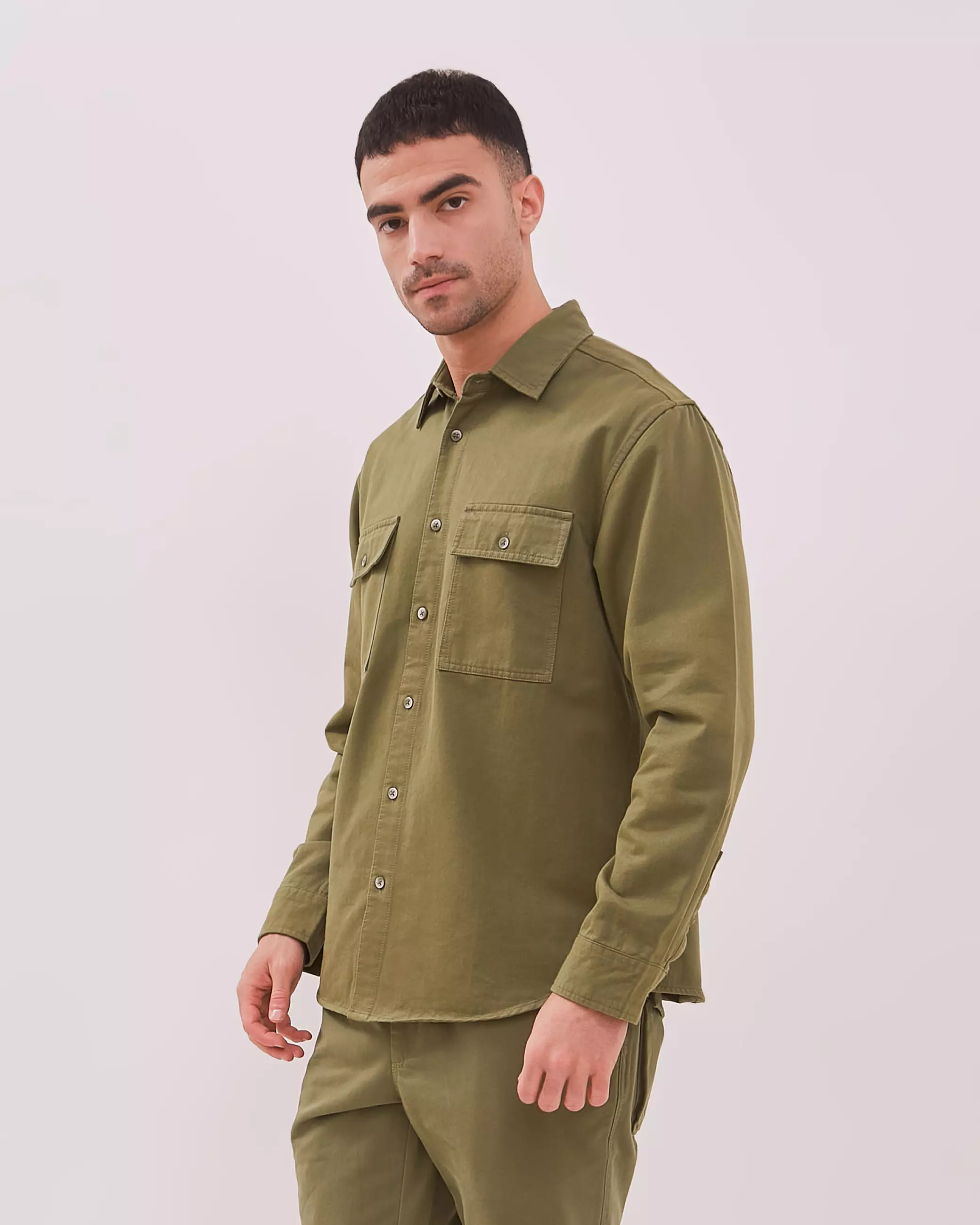 AMK Kemeja Pria Lengan Panjang SHS Yonas Ls Olive