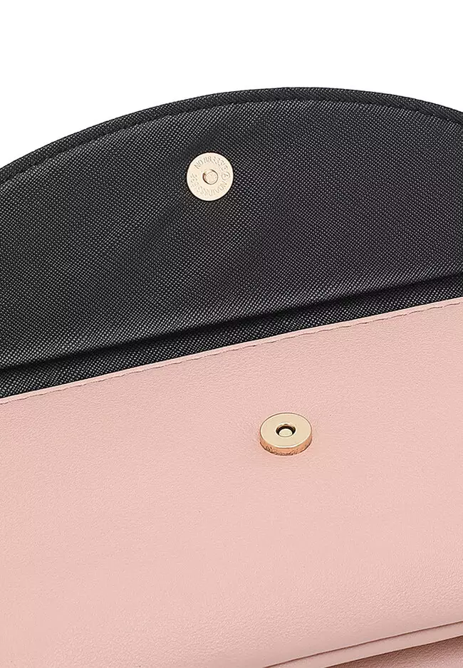 Faux Leather Sling Bag / Crossbody Bag / Wristlet - Pink