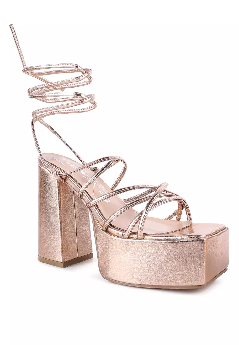 Rose gold sales metallic platform sandals