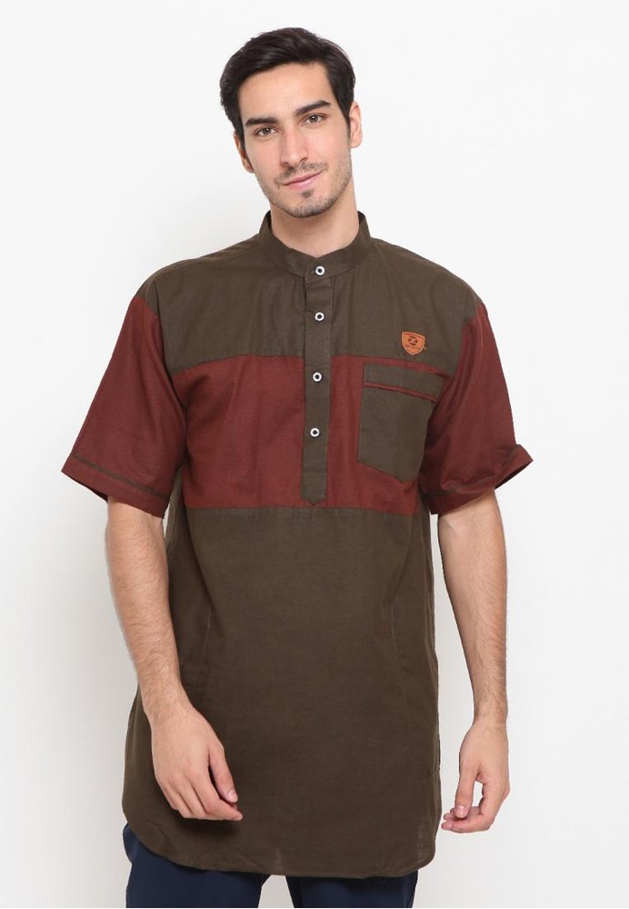 Jual ZAYIDAN Zayidan Baju Koko Gamis Muslim Pria Jafar - Hijau Army