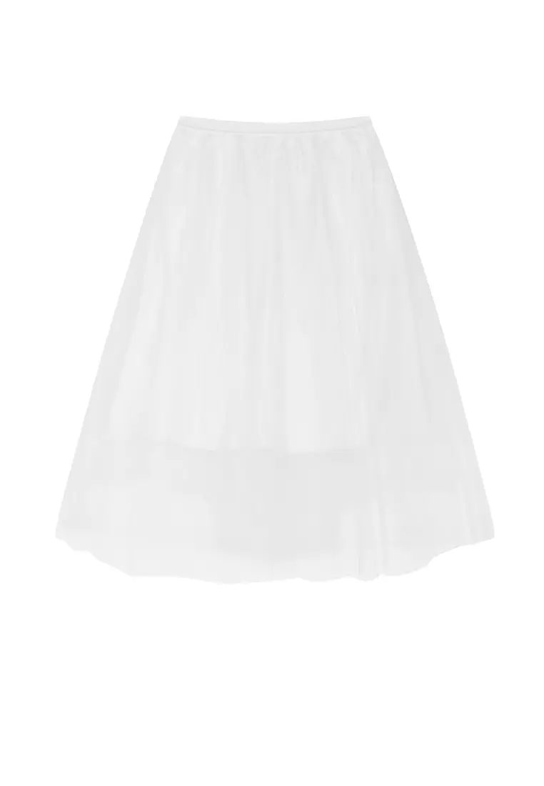 Blended Seersucker A-Line Mid-Length Waist Skirt