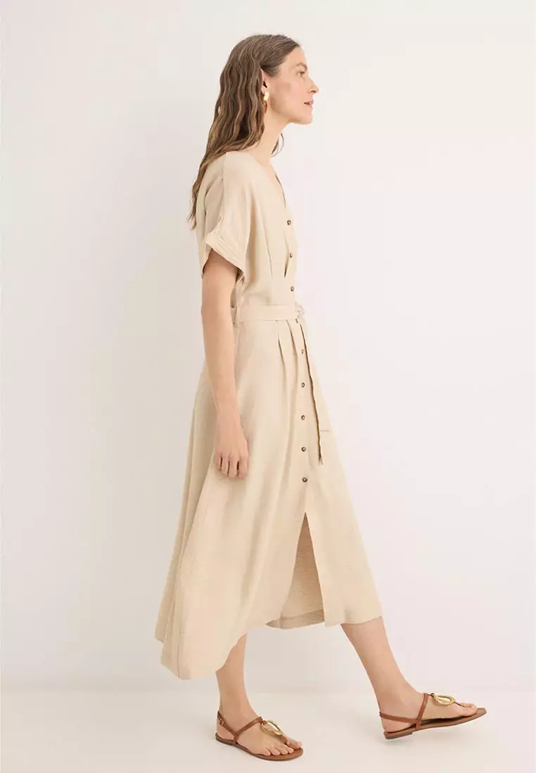 Pleated Midi Dress