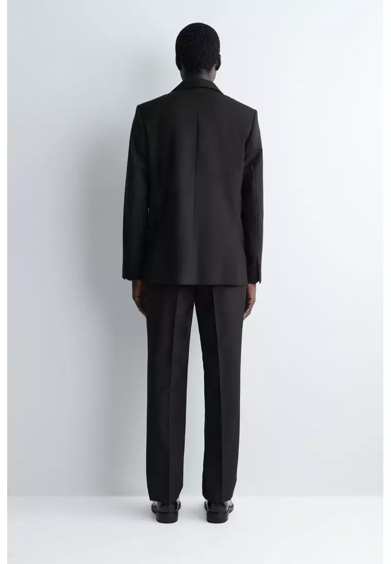 CUMMERBUND-WAIST WOOL REGULAR-FIT TAPERED TROUSERS