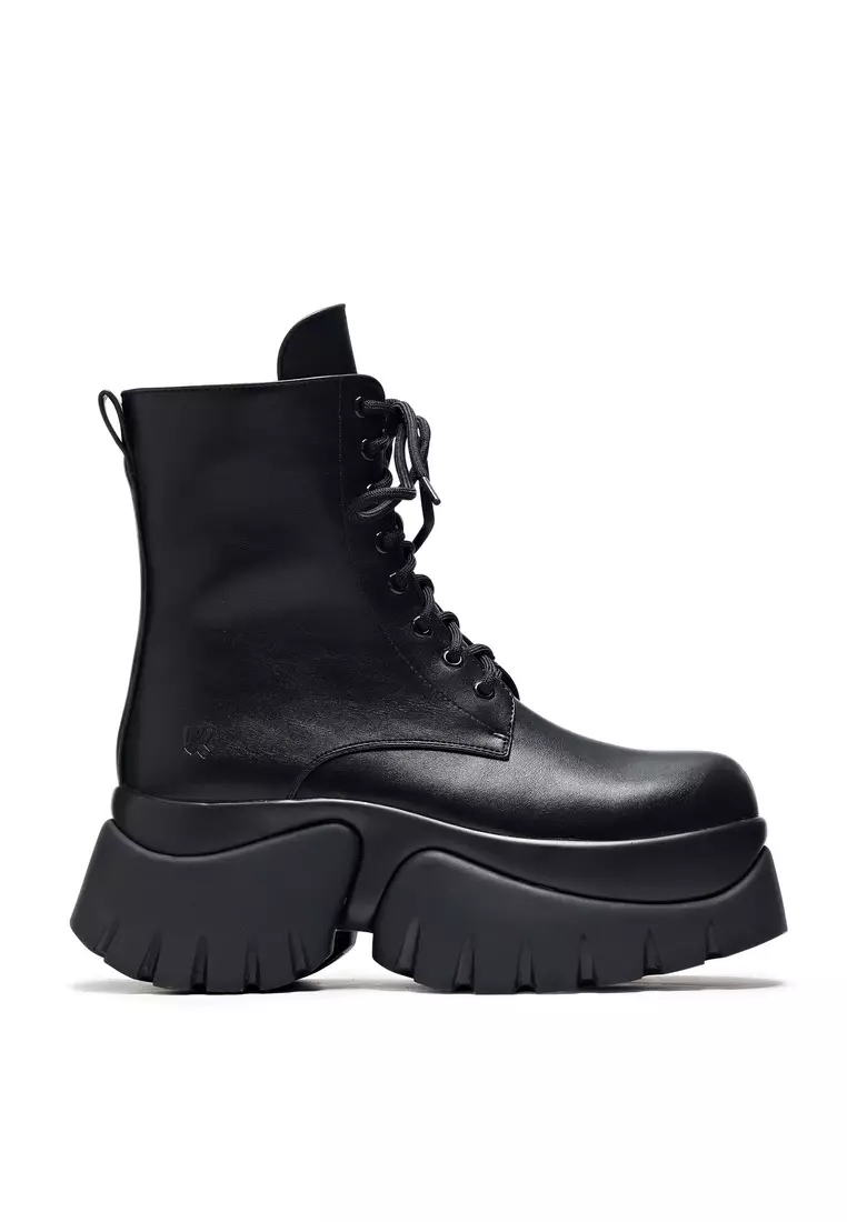 Discount on Koi Footwear  shoes - SKU: Rancor Vilun Black Lace up Boots