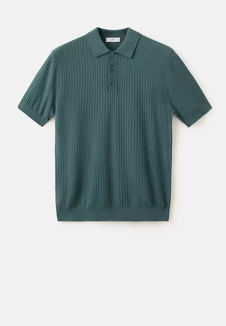 Rib-Knit Cotton-Blend Polo Shirt