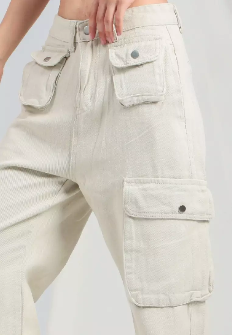 Leonar Cargo Jeans in White