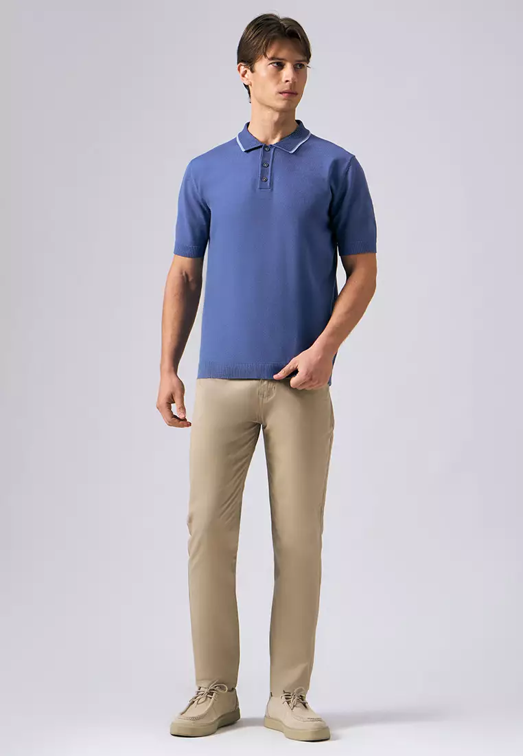 Polo with Textured Collar