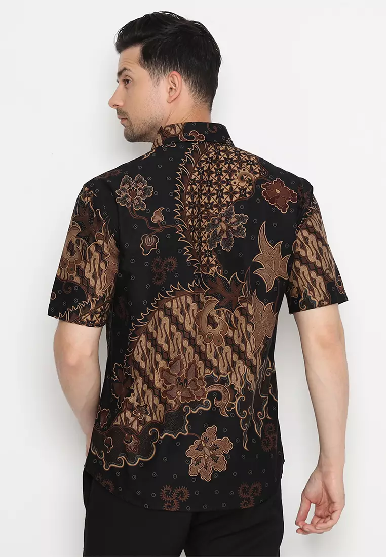 Kemeja Batik Slimfit Anargya Lengan Pendek - Black
