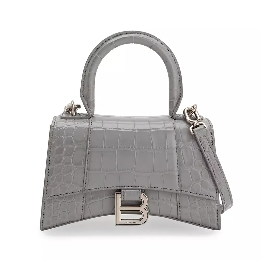 Jual BALENCIAGA Balenciaga Hourglass XS Top Handle Bag Croco Grey Shw ...