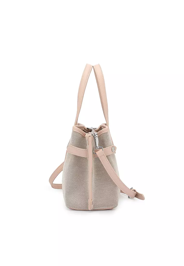 Women's Logo Top Handle Bag / Sling Bag / Crossbody Bag (Tas Selempang / Tas Tangan) - Merah Jambu