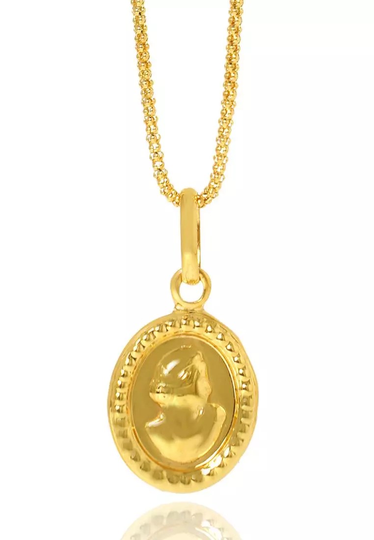 Buy DS Jewelry 18KYG Popcorn Chain With Pendant 2024 Online ZALORA