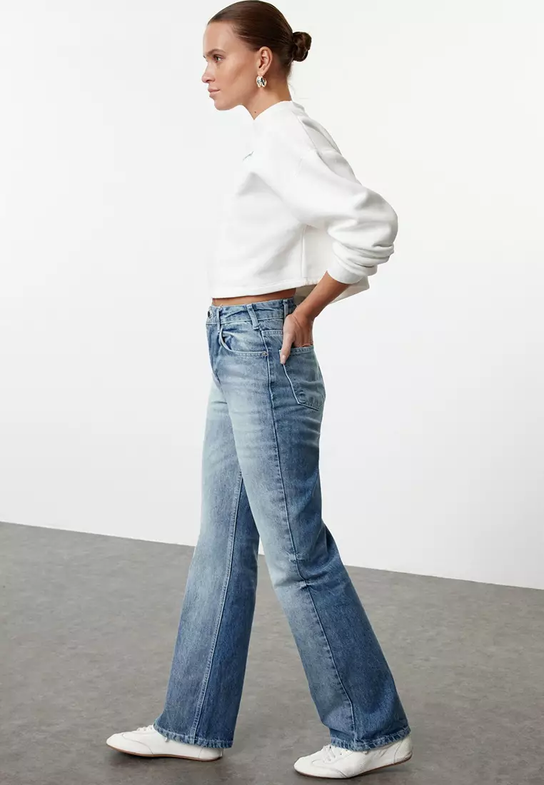 Cotton High Waist Regular Jeans