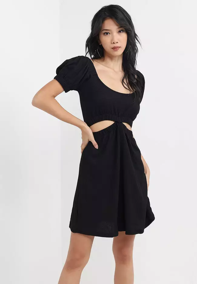 Buy TOPSHOP Topshop textured cut out tea dress Online ZALORA