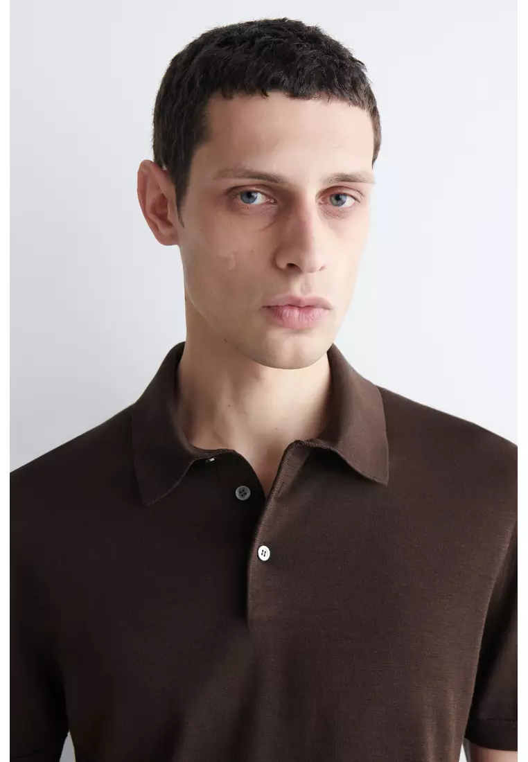 SLIM KNITTED SILK POLO SHIRT