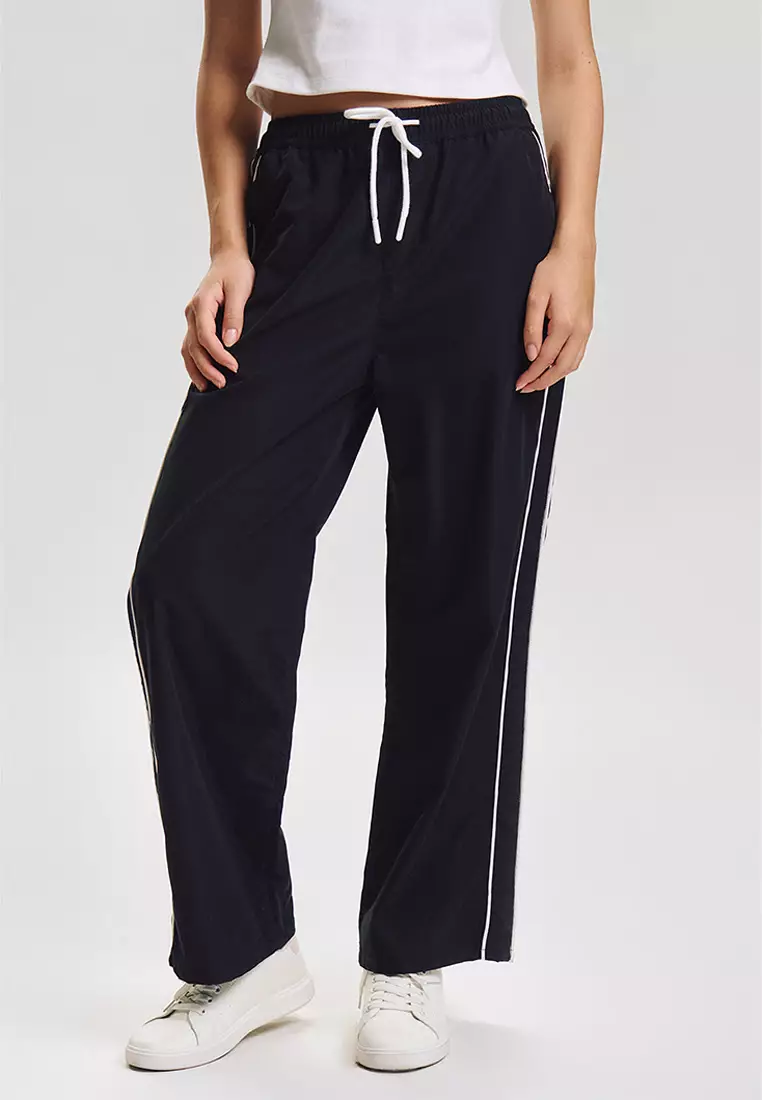 Straight Fit Track Pants with Side Taping