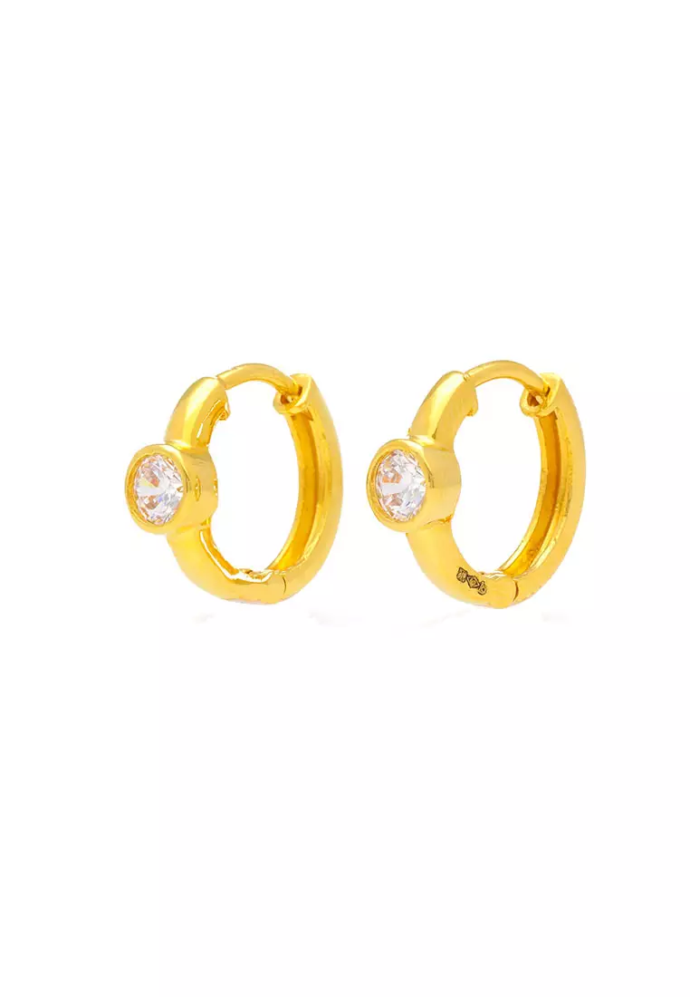 Gold round earrings on sale price