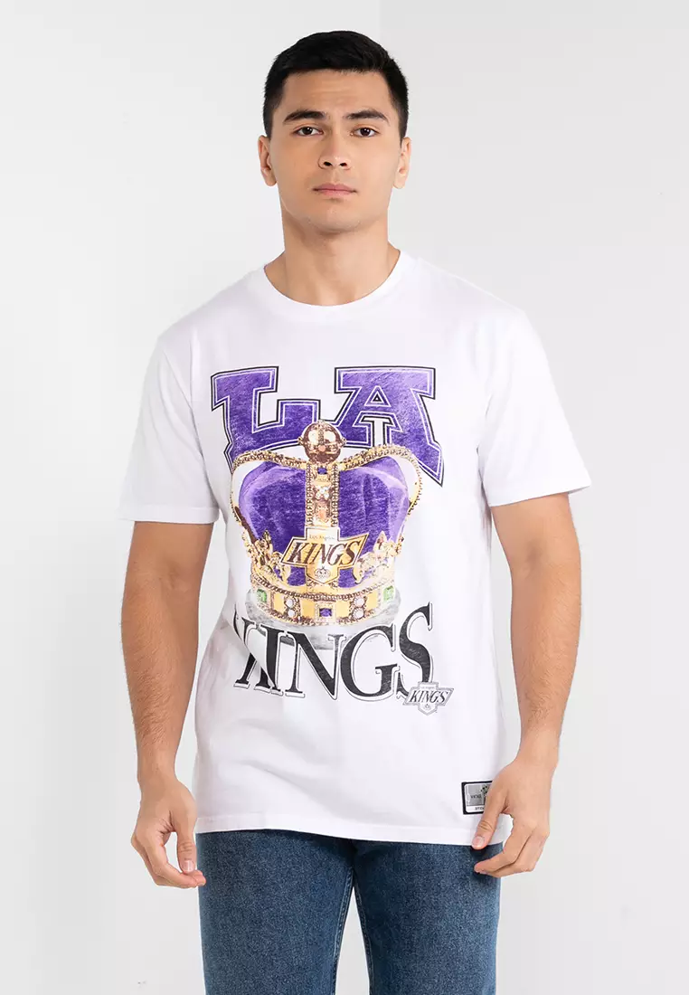 Los Angeles LA Kings Retro Brand Purple Soft Cotton Short Sleeve T-Shirt